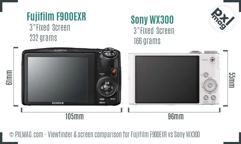 Fujifilm F900EXR vs Sony WX300 Screen and Viewfinder comparison Fujifilm F900EXR vs Sony WX300 Screen and Viewfinder comparison