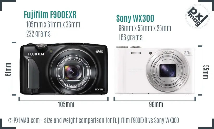 Fujifilm F900EXR vs Sony WX300 size comparison Fujifilm F900EXR vs Sony WX300 size comparison