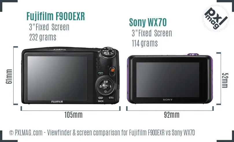 Fujifilm F900EXR vs Sony WX70 Screen and Viewfinder comparison