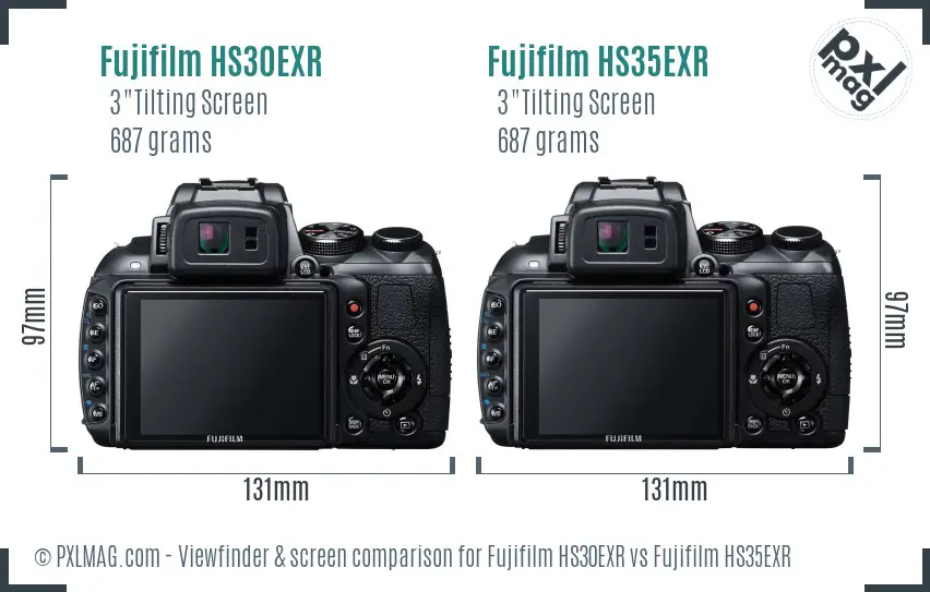 Fujifilm HS30EXR vs Fujifilm HS35EXR Screen and Viewfinder comparison
