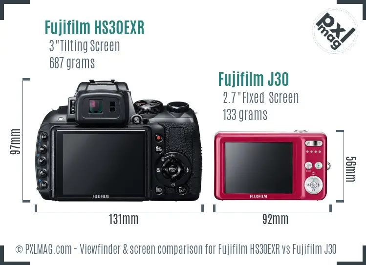 Fujifilm HS30EXR vs Fujifilm J30 Screen and Viewfinder comparison Fujifilm HS30EXR vs Fujifilm J30 Screen and Viewfinder comparison