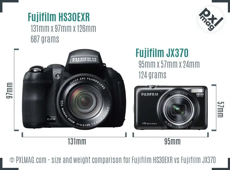 Fujifilm HS30EXR vs Fujifilm JX370 size comparison