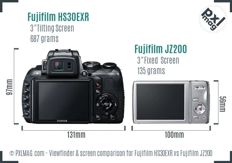 Fujifilm HS30EXR vs Fujifilm JZ200 Screen and Viewfinder comparison Fujifilm HS30EXR vs Fujifilm JZ200 Screen and Viewfinder comparison