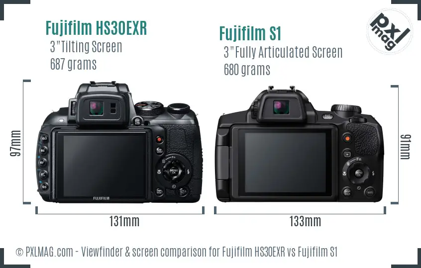 Fujifilm HS30EXR vs Fujifilm S1 Screen and Viewfinder comparison