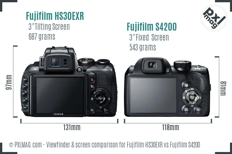 Fujifilm HS30EXR vs Fujifilm S4200 Screen and Viewfinder comparison Fujifilm HS30EXR vs Fujifilm S4200 Screen and Viewfinder comparison
