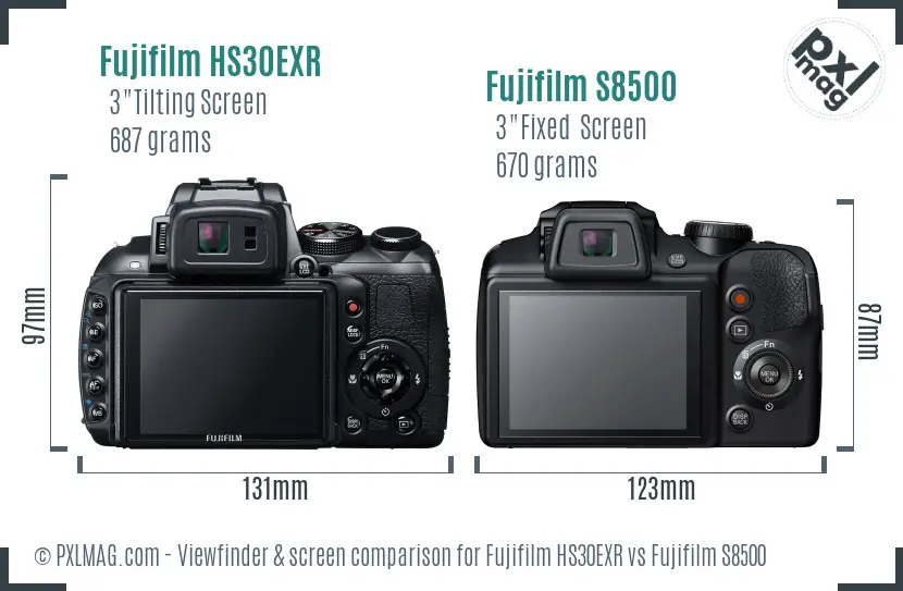 Fujifilm HS30EXR vs Fujifilm S8500 Screen and Viewfinder comparison Fujifilm HS30EXR vs Fujifilm S8500 Screen and Viewfinder comparison