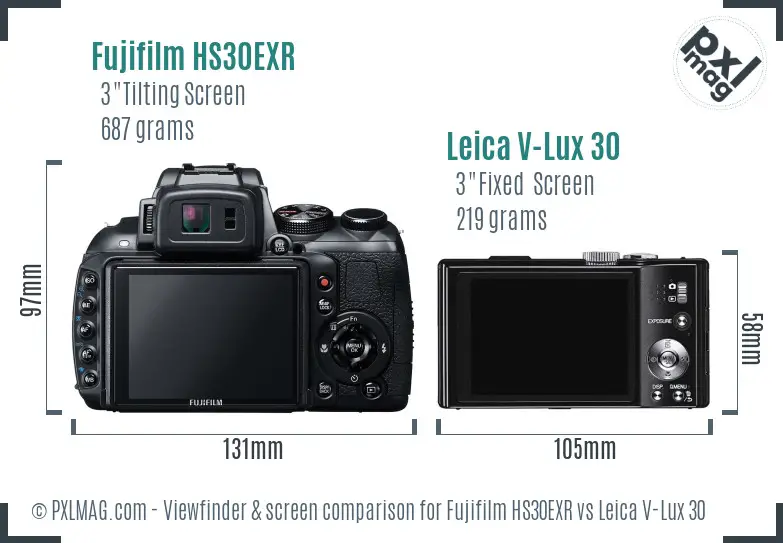 Fujifilm HS30EXR vs Leica V-Lux 30 Screen and Viewfinder comparison