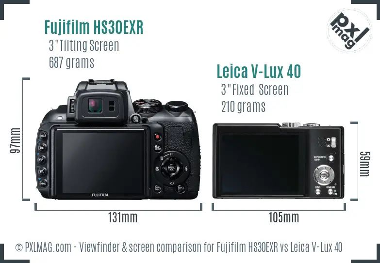Fujifilm HS30EXR vs Leica V-Lux 40 Screen and Viewfinder comparison