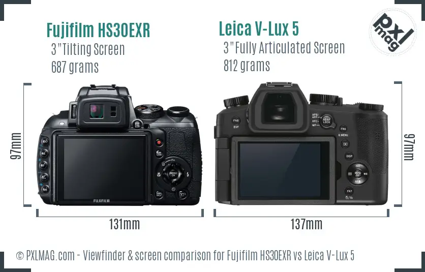 Fujifilm HS30EXR vs Leica V-Lux 5 Screen and Viewfinder comparison Fujifilm HS30EXR vs Leica V-Lux 5 Screen and Viewfinder comparison