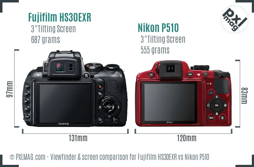 Fujifilm HS30EXR vs Nikon P510 Screen and Viewfinder comparison Fujifilm HS30EXR vs Nikon P510 Screen and Viewfinder comparison