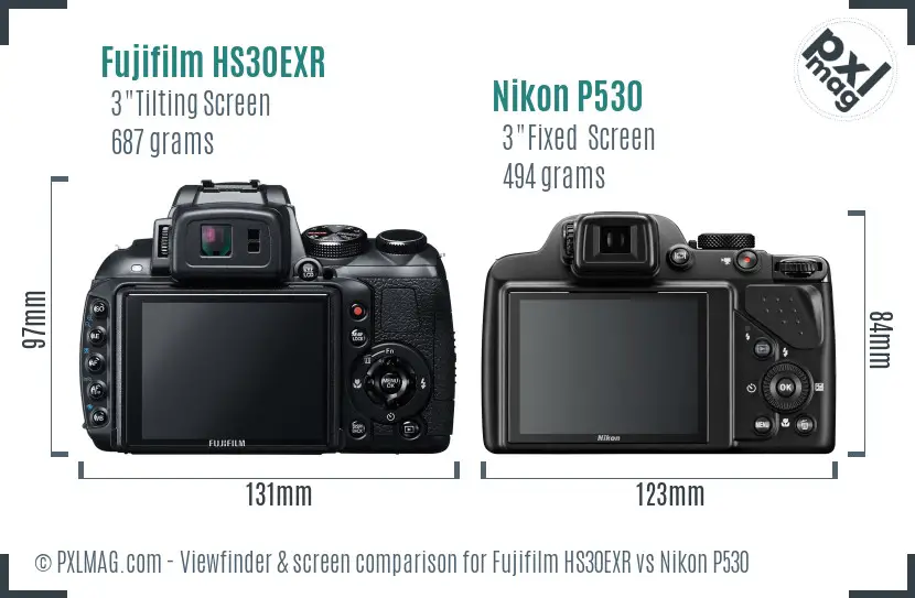Fujifilm HS30EXR vs Nikon P530 Screen and Viewfinder comparison Fujifilm HS30EXR vs Nikon P530 Screen and Viewfinder comparison