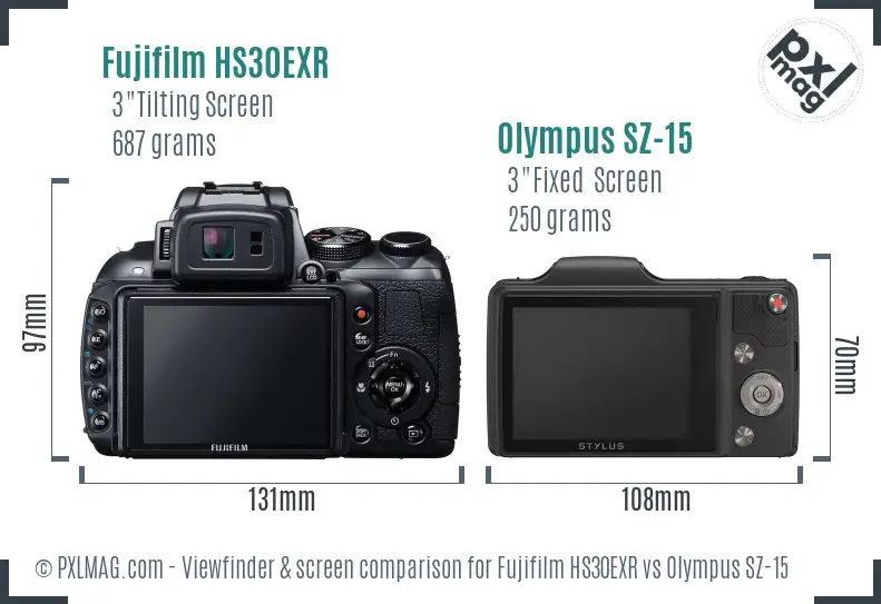 Fujifilm HS30EXR vs Olympus SZ-15 Screen and Viewfinder comparison Fujifilm HS30EXR vs Olympus SZ-15 Screen and Viewfinder comparison