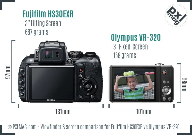 Fujifilm HS30EXR vs Olympus VR-320 Screen and Viewfinder comparison