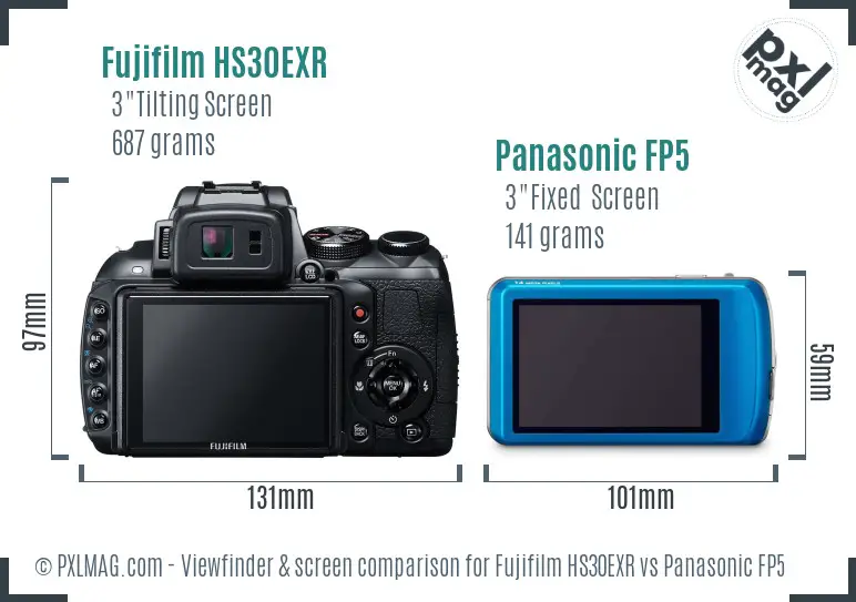 Fujifilm HS30EXR vs Panasonic FP5 Screen and Viewfinder comparison