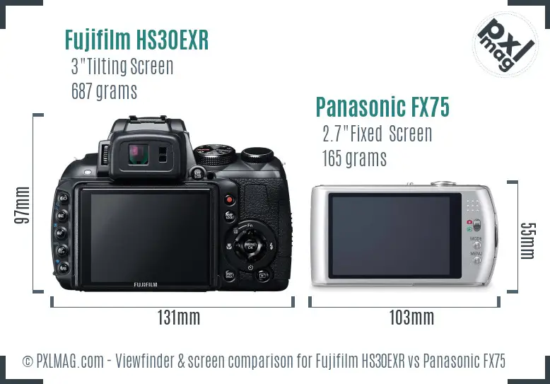 Fujifilm HS30EXR vs Panasonic FX75 Screen and Viewfinder comparison