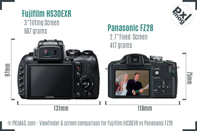 Fujifilm HS30EXR vs Panasonic FZ28 Screen and Viewfinder comparison Fujifilm HS30EXR vs Panasonic FZ28 Screen and Viewfinder comparison