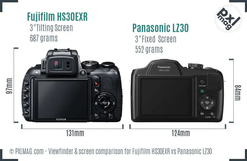 Fujifilm HS30EXR vs Panasonic LZ30 Screen and Viewfinder comparison Fujifilm HS30EXR vs Panasonic LZ30 Screen and Viewfinder comparison