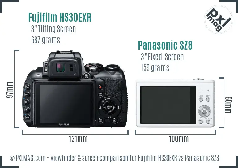 Fujifilm HS30EXR vs Panasonic SZ8 Screen and Viewfinder comparison Fujifilm HS30EXR vs Panasonic SZ8 Screen and Viewfinder comparison