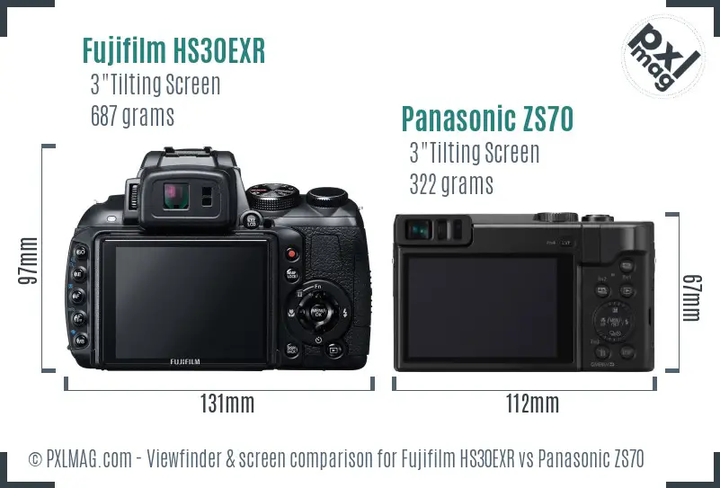 Fujifilm HS30EXR vs Panasonic ZS70 Screen and Viewfinder comparison