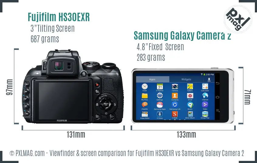 Fujifilm HS30EXR vs Samsung Galaxy Camera 2 Screen and Viewfinder comparison