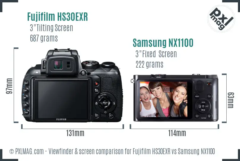 Fujifilm HS30EXR vs Samsung NX1100 Screen and Viewfinder comparison