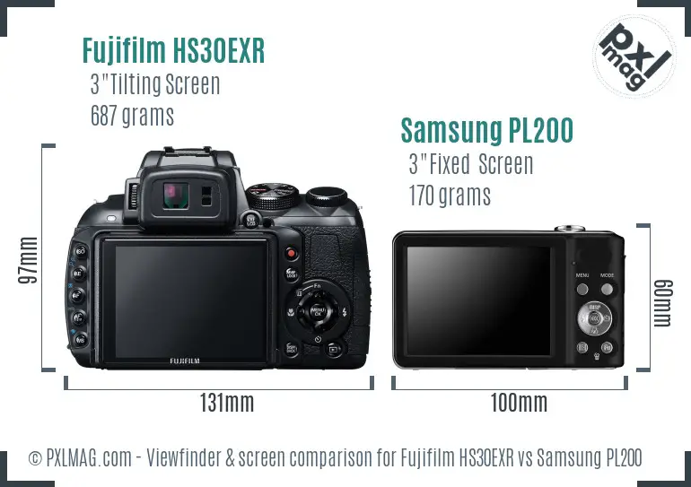 Fujifilm HS30EXR vs Samsung PL200 Screen and Viewfinder comparison Fujifilm HS30EXR vs Samsung PL200 Screen and Viewfinder comparison