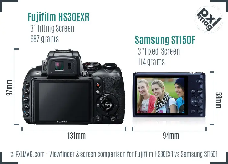 Fujifilm HS30EXR vs Samsung ST150F Screen and Viewfinder comparison