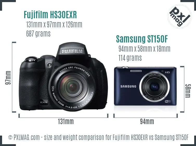 Fujifilm HS30EXR vs Samsung ST150F size comparison