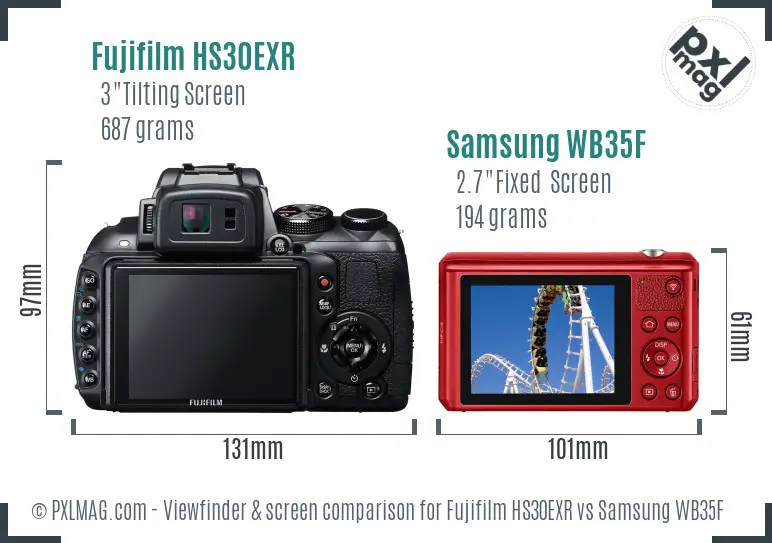 Fujifilm HS30EXR vs Samsung WB35F Screen and Viewfinder comparison