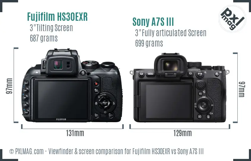 Fujifilm HS30EXR vs Sony A7S III Screen and Viewfinder comparison Fujifilm HS30EXR vs Sony A7S III Screen and Viewfinder comparison