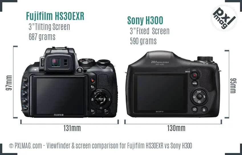 Fujifilm HS30EXR vs Sony H300 Screen and Viewfinder comparison Fujifilm HS30EXR vs Sony H300 Screen and Viewfinder comparison
