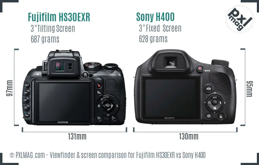 Fujifilm HS30EXR vs Sony H400 Screen and Viewfinder comparison