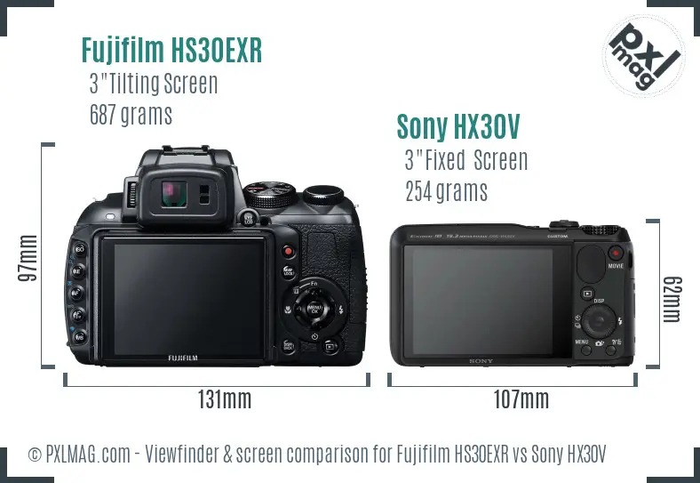 Fujifilm HS30EXR vs Sony HX30V Screen and Viewfinder comparison Fujifilm HS30EXR vs Sony HX30V Screen and Viewfinder comparison