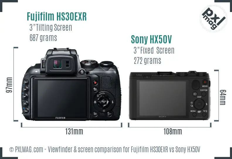 Fujifilm HS30EXR vs Sony HX50V Screen and Viewfinder comparison Fujifilm HS30EXR vs Sony HX50V Screen and Viewfinder comparison