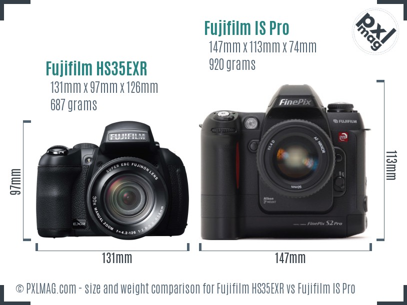Fujifilm HS35EXR vs Fujifilm IS Pro size comparison Fujifilm HS35EXR vs Fujifilm IS Pro size comparison