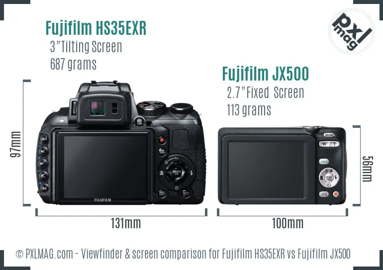 Fujifilm HS35EXR vs Fujifilm JX500 Screen and Viewfinder comparison