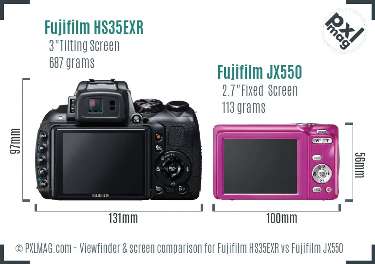 Fujifilm HS35EXR vs Fujifilm JX550 Screen and Viewfinder comparison