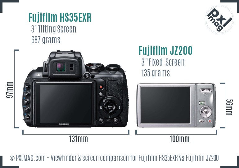 Fujifilm HS35EXR vs Fujifilm JZ200 Screen and Viewfinder comparison