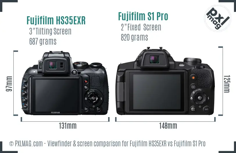 Fujifilm HS35EXR vs Fujifilm S1 Pro Screen and Viewfinder comparison