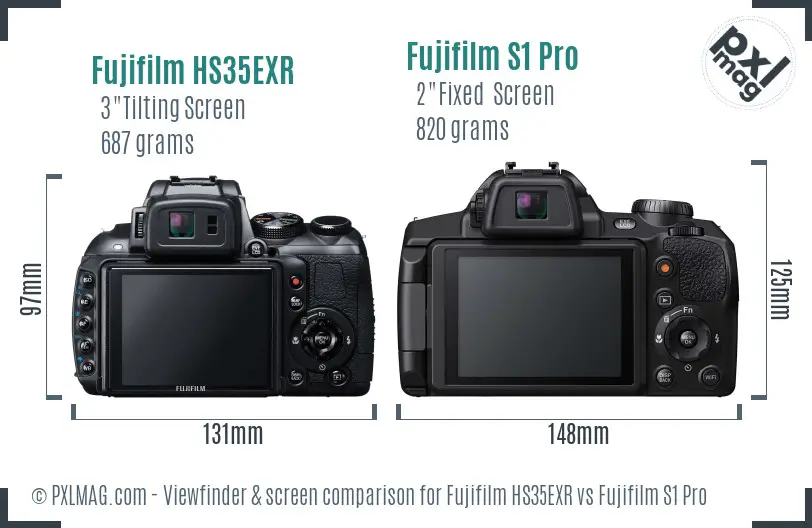 Fujifilm HS35EXR vs Fujifilm S1 Pro Screen and Viewfinder comparison Fujifilm HS35EXR vs Fujifilm S1 Pro Screen and Viewfinder comparison