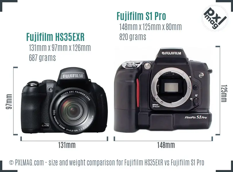 Fujifilm HS35EXR vs Fujifilm S1 Pro size comparison
