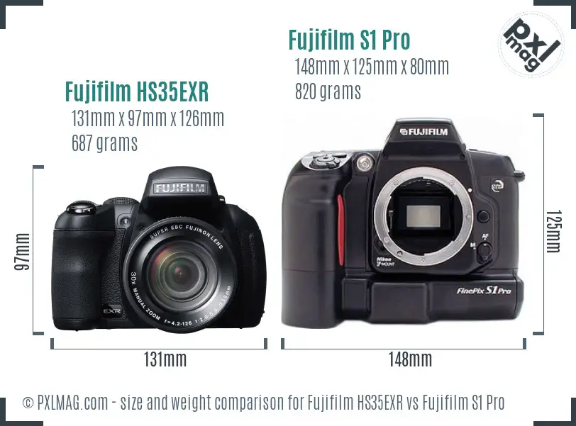 Fujifilm HS35EXR vs Fujifilm S1 Pro size comparison Fujifilm HS35EXR vs Fujifilm S1 Pro size comparison