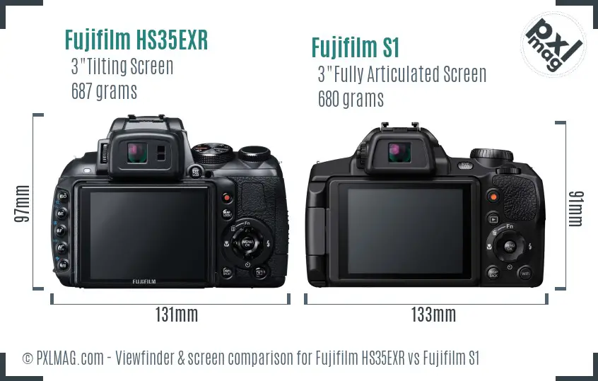 Fujifilm HS35EXR vs Fujifilm S1 Screen and Viewfinder comparison