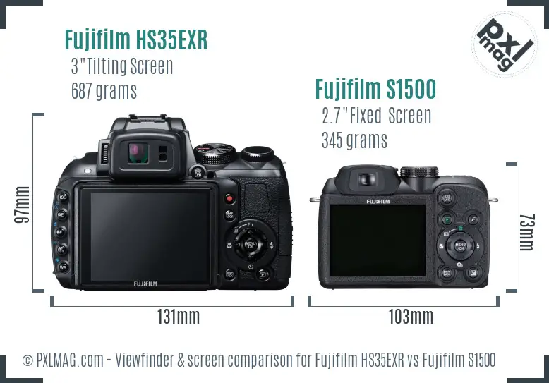 Fujifilm HS35EXR vs Fujifilm S1500 Screen and Viewfinder comparison