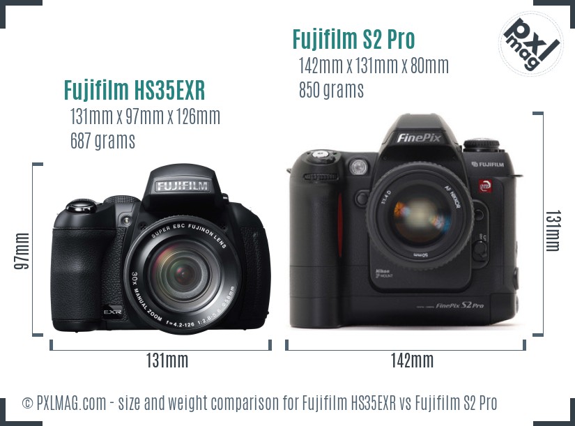 Fujifilm HS35EXR vs Fujifilm S2 Pro size comparison
