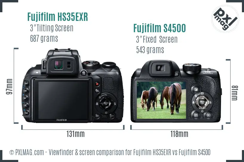 Fujifilm HS35EXR vs Fujifilm S4500 Screen and Viewfinder comparison