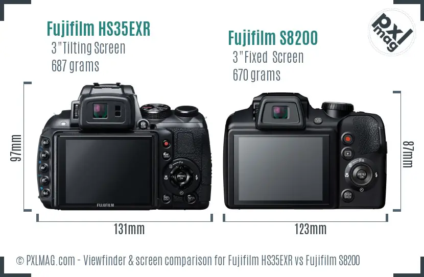 Fujifilm HS35EXR vs Fujifilm S8200 Screen and Viewfinder comparison