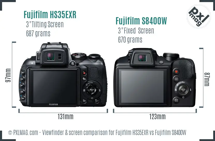 Fujifilm HS35EXR vs Fujifilm S8400W Screen and Viewfinder comparison