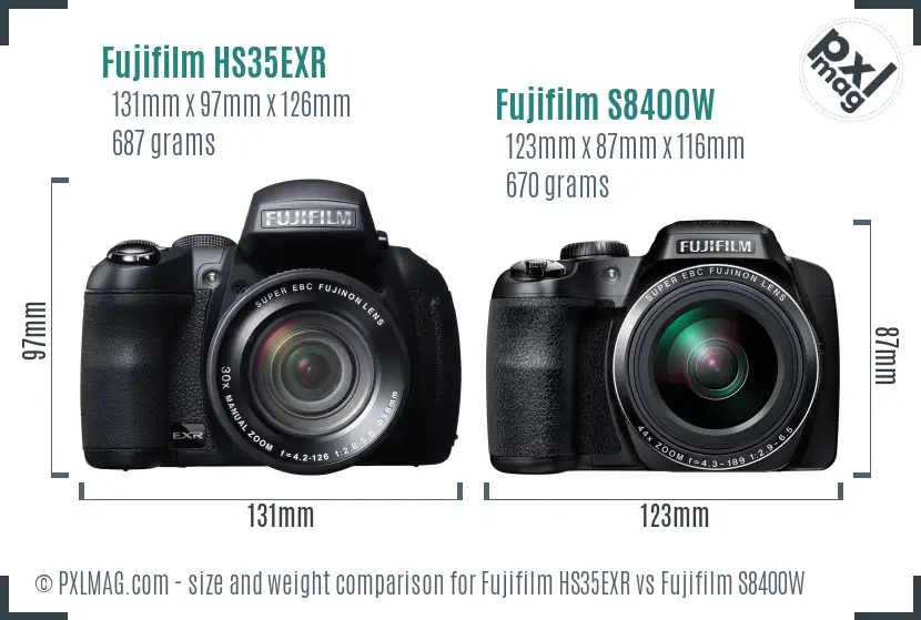 Fujifilm HS35EXR vs Fujifilm S8400W size comparison