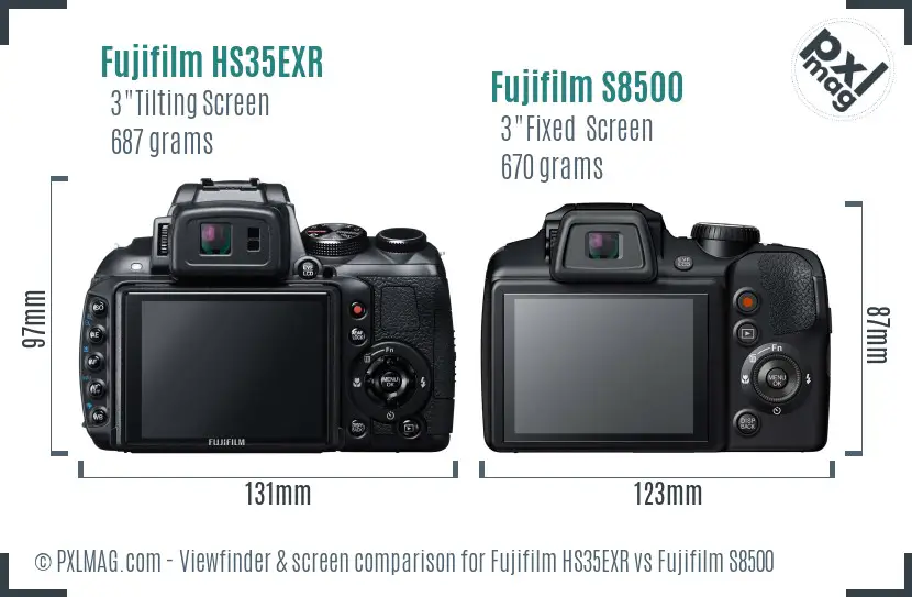 Fujifilm HS35EXR vs Fujifilm S8500 Screen and Viewfinder comparison